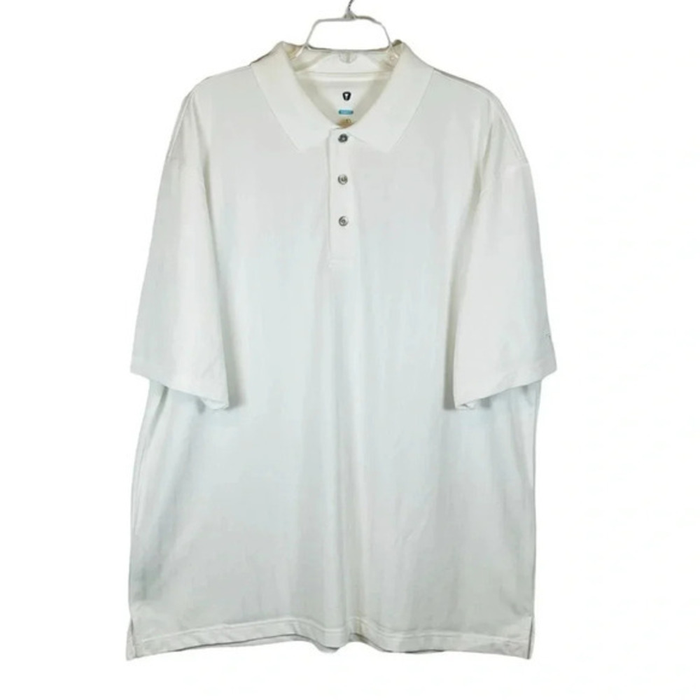 Pro Tour Polo Shirt Mens XL White CoolPlay Vertical Stripe Short Sleeve Golf Tee
